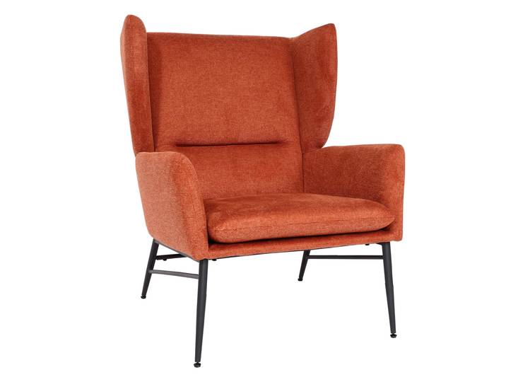 Lounge-Sessel HWC-L62, Ohrensessel Cocktailsessel Sessel Polstersessel, Stoff/Textil Metall Terracotta-braun