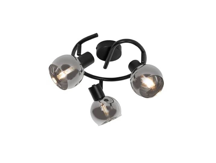 Qazqa vidro - Spot plafond\, plafonnier - 3 lumière - Ø 49 cm - Noir - Art Deco - éclairage intérieur - Salon I Chambre I Cuisine I Salle à manger