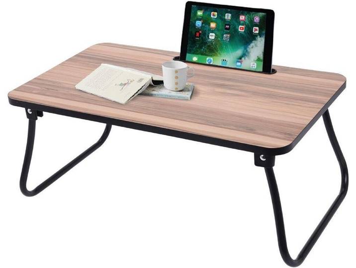 HOME STYLING COLLECTION Table de lit LAPTOPTISCH Table de petit déjeuner en métal et plateau MDF