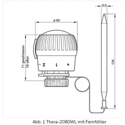 Honeywell Termostat T750120 m/føler 2m m30x1.5, Thermostat, Weiss