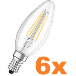 6er-PACK OSRAM LED BASE Classic B40 E14 FILAMENT KLAR 4W=40W 2700K