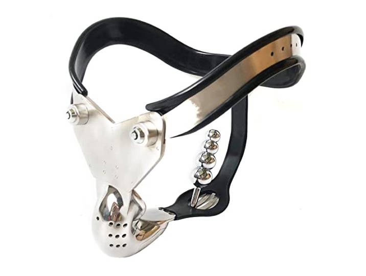 Edelstahl Keuschheitsgürtel Für Herren BDSM Spielzeug Chastity Cage Male Mit Abnehmbarem Analplug Cock Cage SM Fetisch Bondage Keuschheitskäfig Herren Sex Toyset Für Paar Set,92~98cm,Black