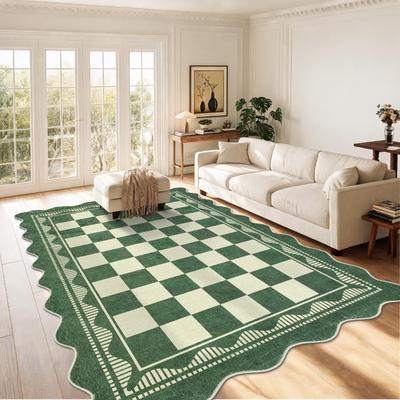 Garvee Scalloped Modern Checkered Area Rug