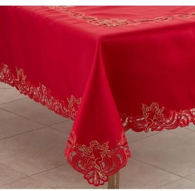 Saro Lifestyle Embroidered Tablecloth with Cupid Design