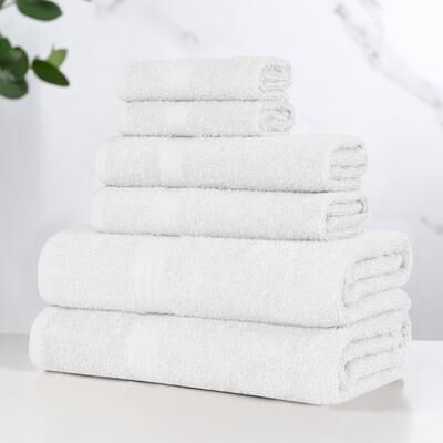 Superior Miami 100% Cotton 6-Piece Towel Set–Lightweight Quick-Dry Absorbent Everyday Bathroom Use