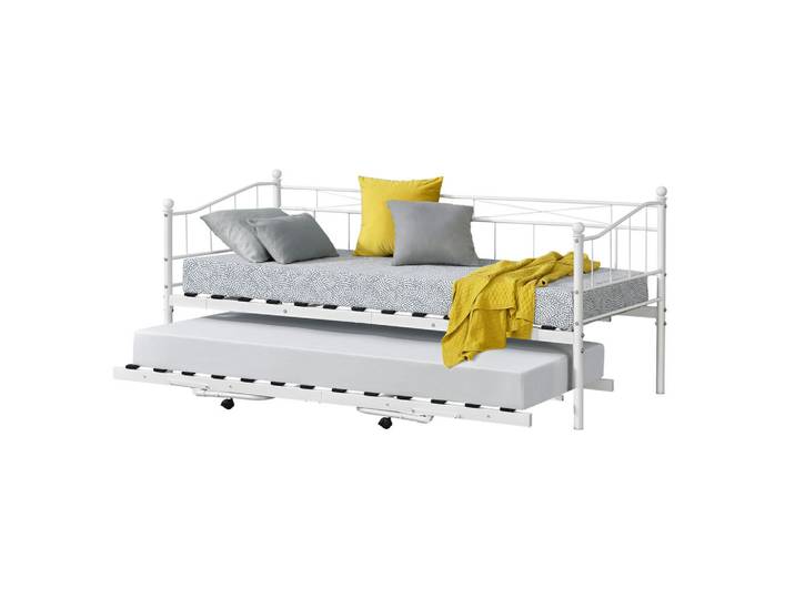 [en.casa] Tagesbett Skutskär, Weiß, Metall, 90x200 cm, Schlafzimmer, Bett, Metallbetten