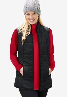 Women's Quilted Vest by Woman Within in Black (Size 30/32)