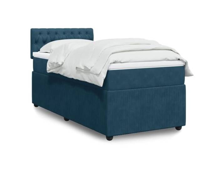 RJPLMFV Lattenrost mit Matratze, Velours, Blau, 90 x 190 cm Individuelle Taschenfedern, abnehmbarer Bezug, waschbar, optimale Unterstützung, atmungsaktiver Komfort