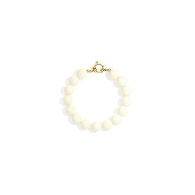 Perlenarmband ADELIA´S "Armband Perlenarmband mit Frontverschluss, 20,5 cm", cremeweiß, Armbänder, Damen, yehwang_20,5, Edelstahl, Perlenarmband, Mit runden Perlen und Frontverschluss
