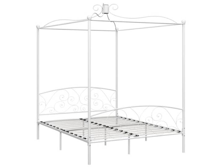vidaXL Himmelbett Bett Bettgestell Doppelbett Metallbett Bettrahmen Lattenrost Schlafzimmerbett Schlafzimmermöbel Ehebett Weiß 180x200cm