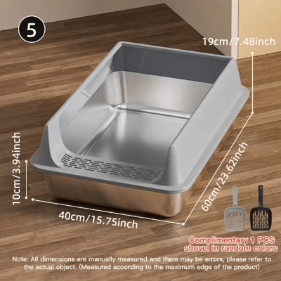 Inspire Picks Stainless Steel Semi Enclosed Cat Litter Box Leak Proof Large Cat Toilet With Lid gray 5