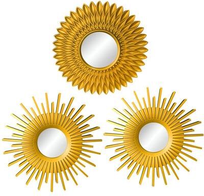 Fusion Finds Gold Wall Mirrors Set Of 3 Decorative Round Wall Mirror Hanging Home Wall Decor b