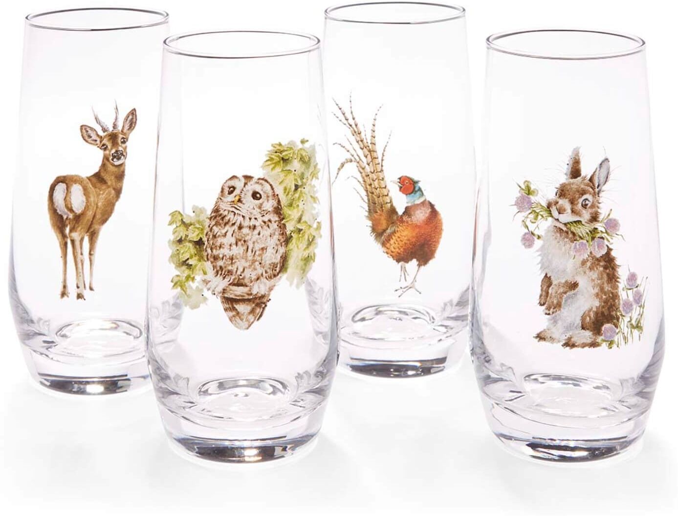 Wrendale Designs by Hannah Dale Set of 4 Animal Hi-Ball Glasses