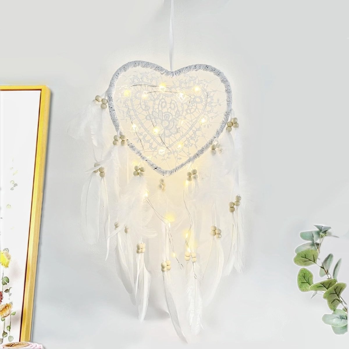 Dailygoody Hartvormige dromenvanger met verlichting