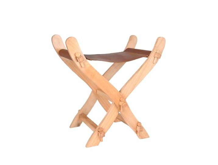 Ulfberth Mittelalter Scherenstuhl aus Holz mit Ledersitz Authentische Stuhl Replik, Mittelalter, Lagerleben, Wikinger, für Mittelaltermarkt, Reenactment & LARP