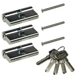 ChiliTec Schließzylinder-Set 3x 60mm (30+30mm) 5 Schlüssel, Not- & Gefahrenfunktion