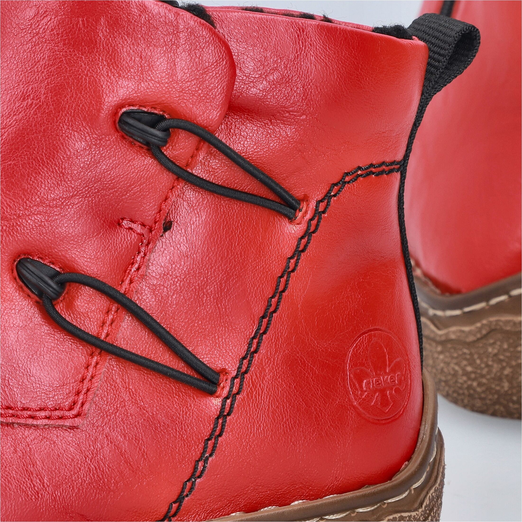 Winterboots RIEKER, Damen, Gr. 39, Warmfutter, rot, Lederimitat, Schuhe Winterboots, Casual-Boots, Steifelette mit Ziernaht