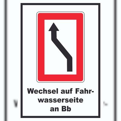 HB-Druck Wechsel auf die Fahrwasserseite Backbordseite Symbol und Text A5 (148x210mm)