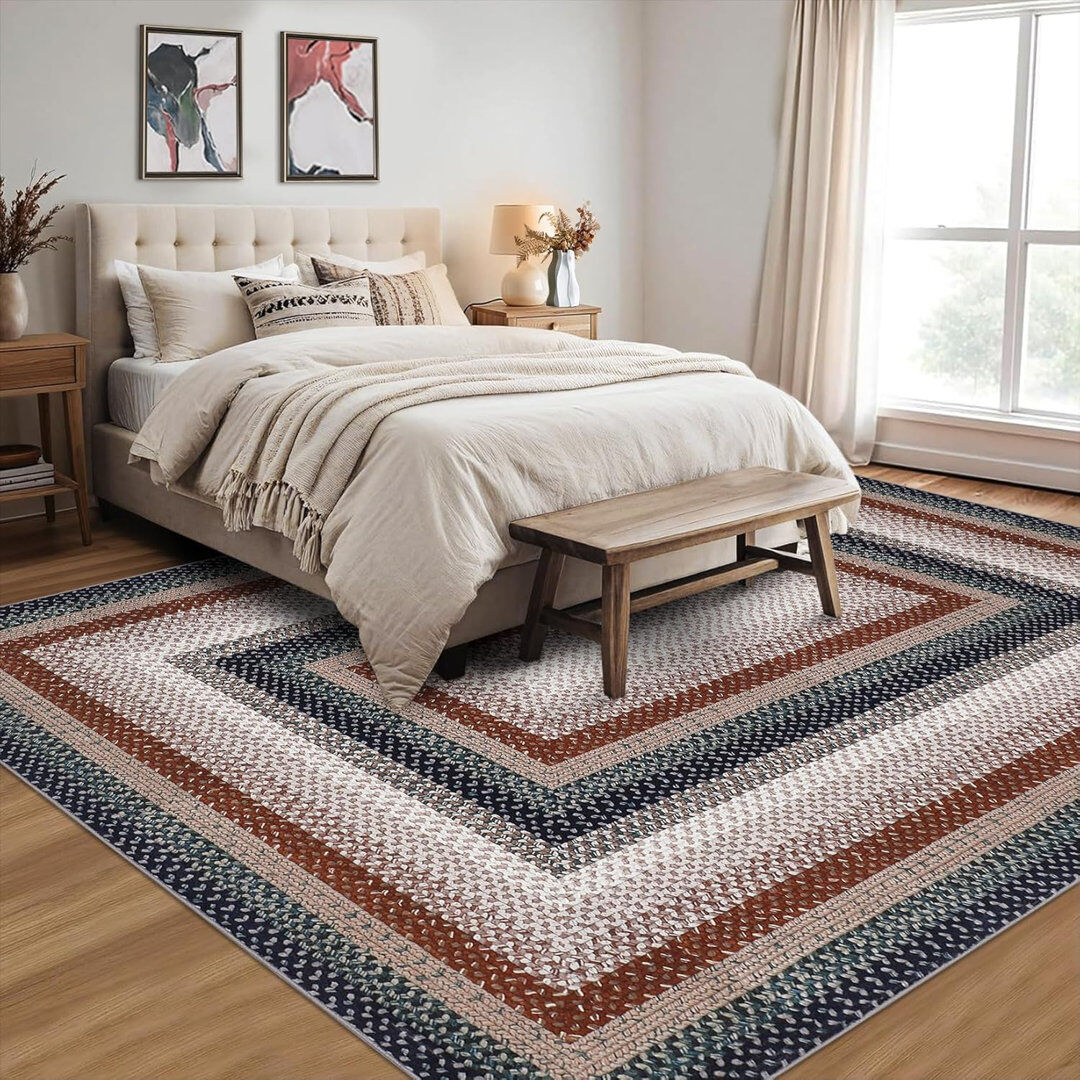Brambly Cottage Striped Area Rug Blue Rectangle 160 x 230 cm