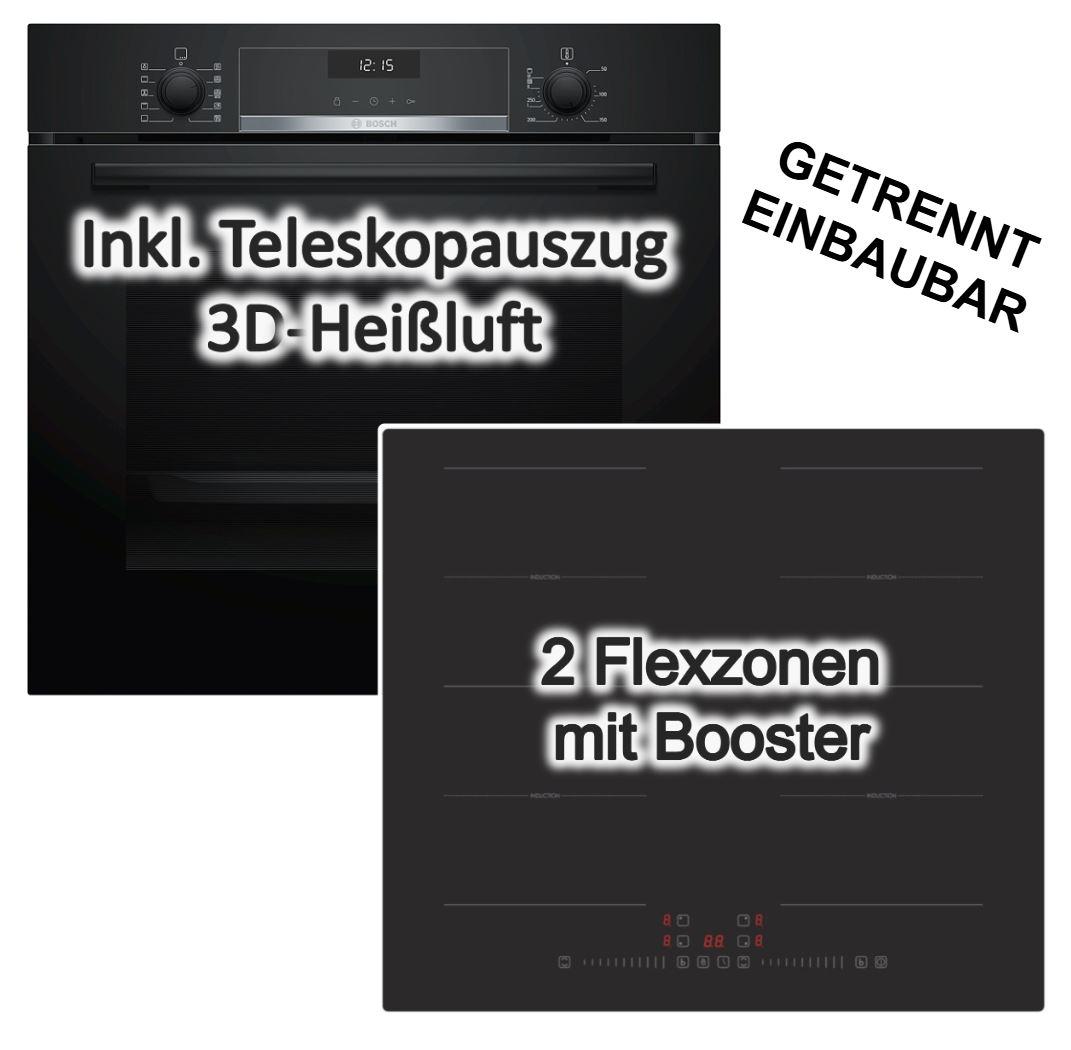 Herdset Bosch Backofen AutoPilot + PKM Flächeninduktionskochfeld 2 Flexzonen autark 60cm