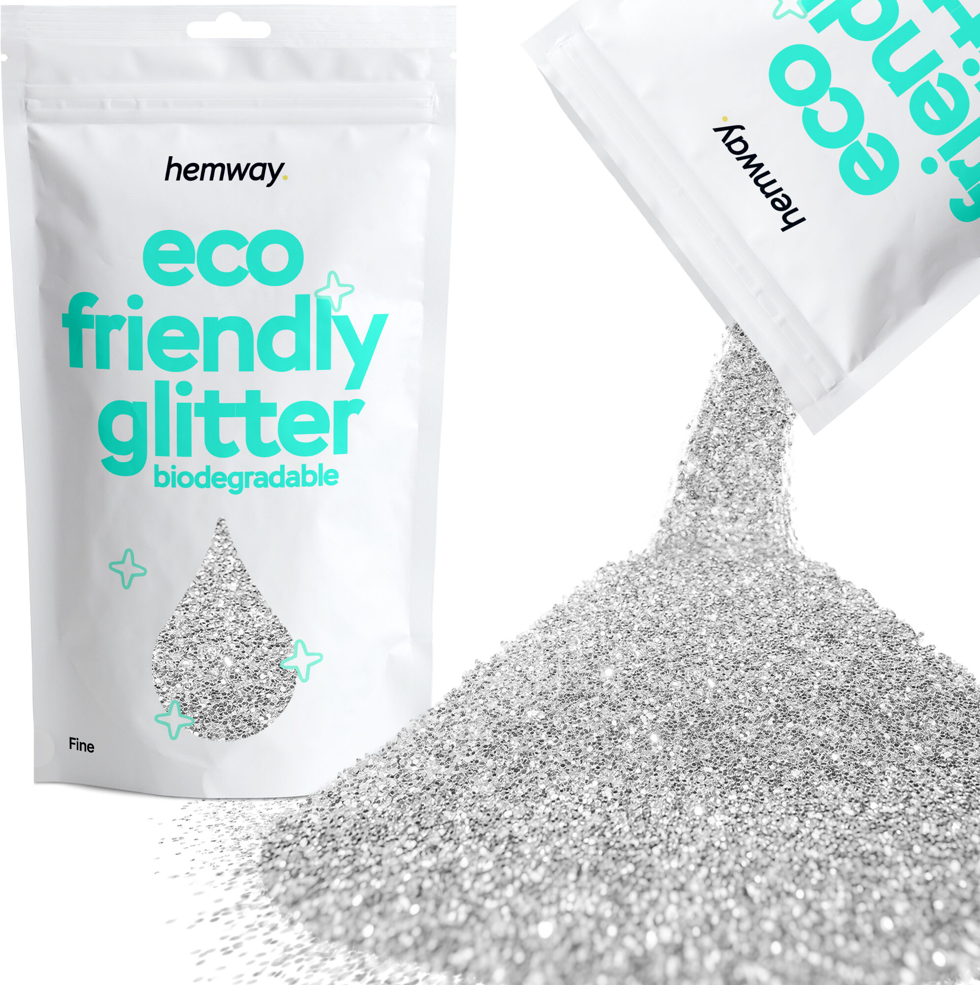 Hemway Biodegradable Eco Friendly Glitter 100g / 3.5oz   Silver   DIY, Decoration, Arts & Crafts - Silver - Fine 100g