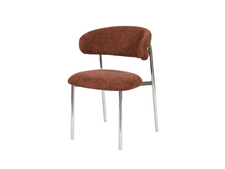 Amadeus - Chaise De Salle À Manger Curve Terracotta Avec Piètement Chromé (lot De 2)