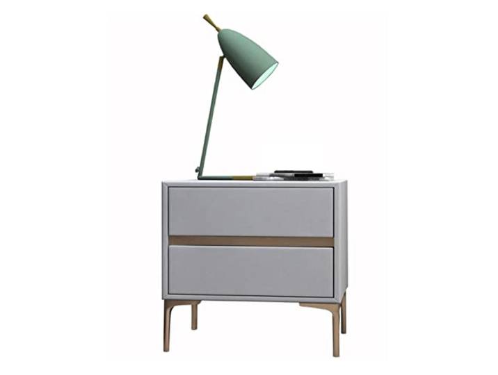 YANG11FAN Vielseitig Moderner Nachttisch mit Kunstlederbezug Holzrahmen und Metallbeine, Schlafzimmer-Wohnzimmermöbel, Hellgrau(L50xD40xH48cm)