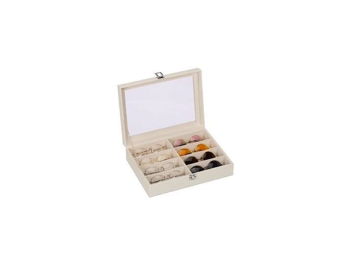 Brillenbox für 8 Brillen Weiss-Creme-Silber
