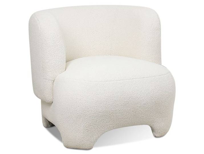 Fauteuil tapissé - Fauteuil en tissu bouclé - Janko Blanc