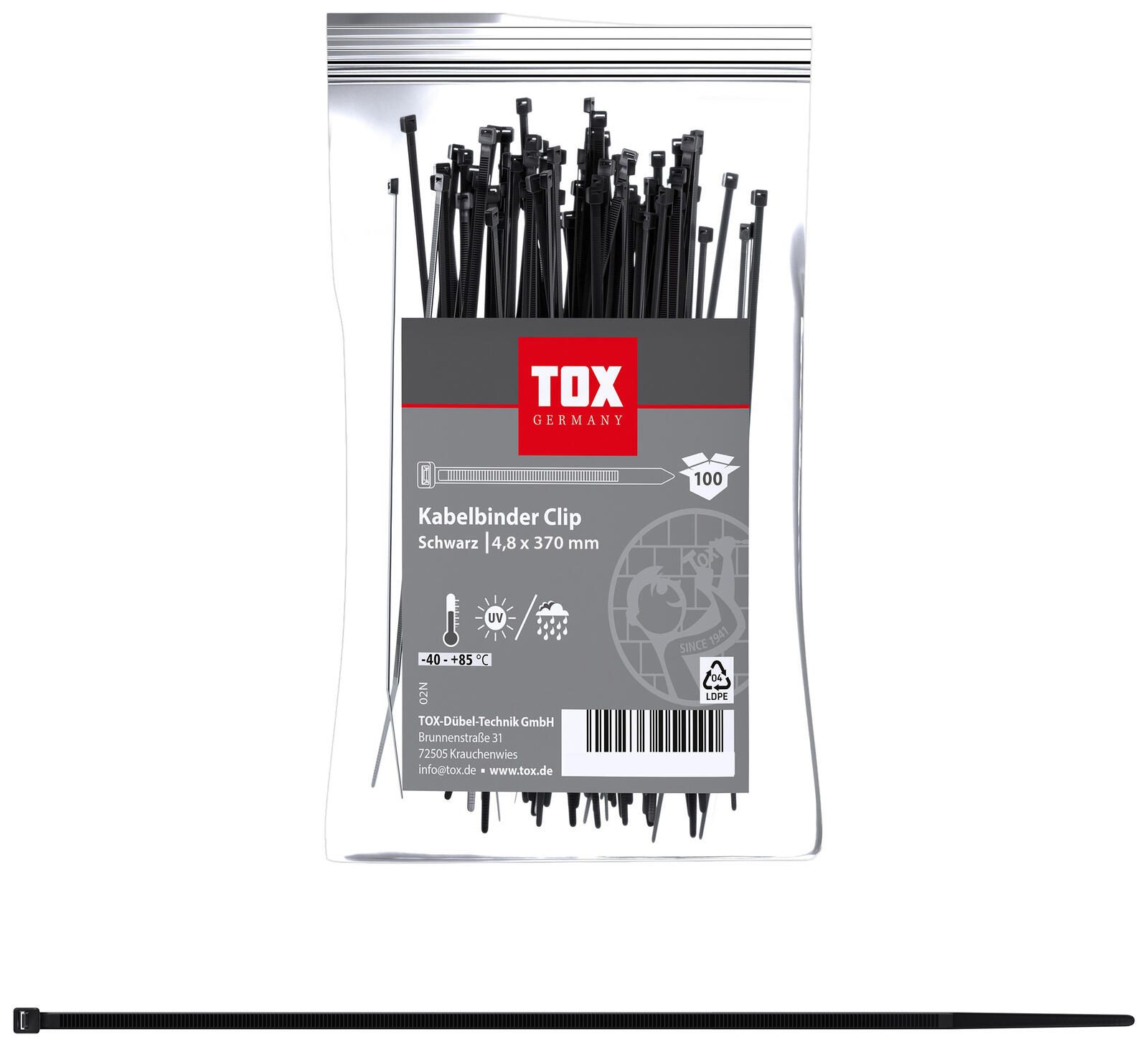 TOX Kabelbinder Clip 4,8 x 370 mm schwarz 099600029