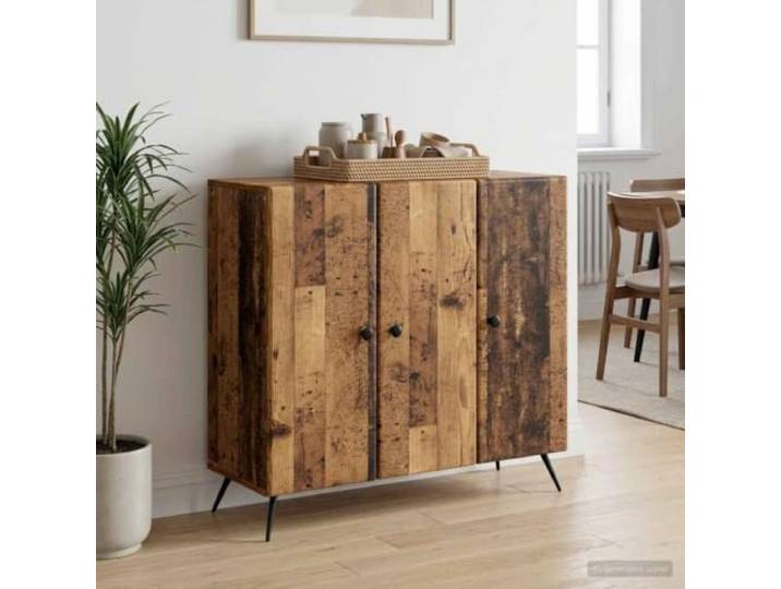 Jkghdrt Sideboard Altholz 89 x 34,5 x 80 cm Holzwerkstoff mit Türen Robuste Holzwerkstoff-Konstruktion, vielseitige Fächeraufteilung, Türen für diskreten Stauraum, passend für Esszimmer, Flur