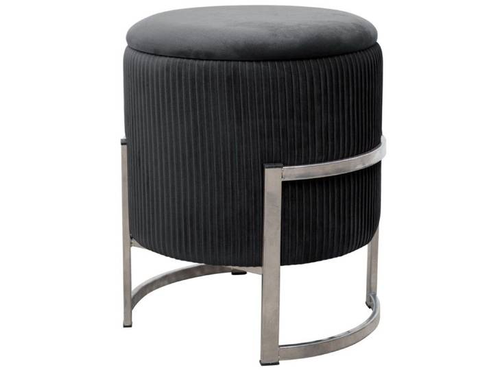 Pouf de Rangement avec Couvercle AKORD PORTO velour colour Noir hauteur 46 cm