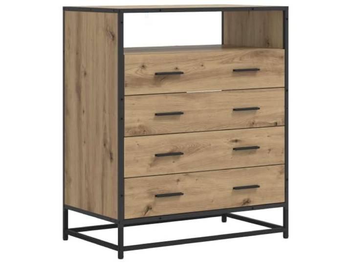 Foknhdi Kommode Artisan-Eiche 70x41x83,5 cm Schubladenschrank 4 Schubladen Vielseitiger Aufbewahrungsschrank aus Holzwerkstoff mit 4 Schubladen für Wohnzimmer, Flur und Schlafzimmer.