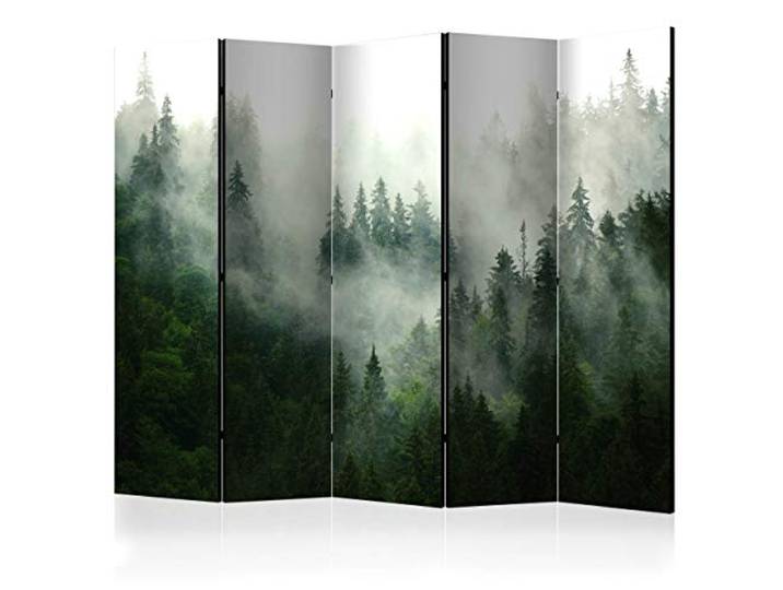 decomonkey Paravent Raumteiler Innen Landschaft, 225x172 cm, 5-teilig, Wald Beidseitig, Baum, Wohnzimmer, Room Divider, Wall, Raumteiler Stehend, Trennwand, Sichtschutz, Spanische Wand, Sichtschutzwand