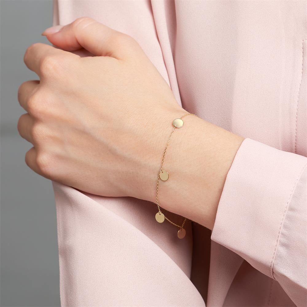 Unique Damenarmband aus 375er Gold mit runden Plättchen gold