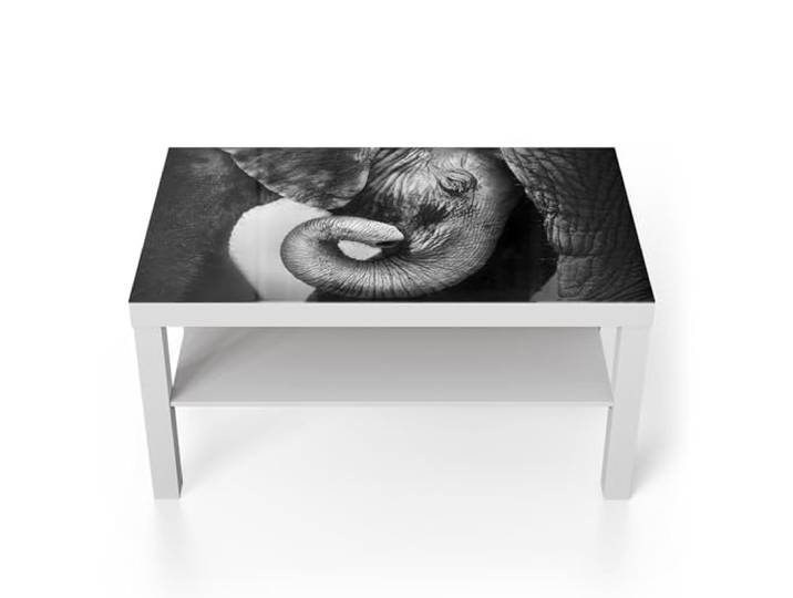 DEQORI Glastisch weiß groß 90x50 cm Motiv Weiser Blick ausgefallener Beistelltisch aus Glas Hochglanz Couchtisch fürs Wohnzimmer moderner Couch Tisch mit Design