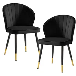 WOHNLING 2er Set Esszimmerstuhl Samt WL6.951 schwarz