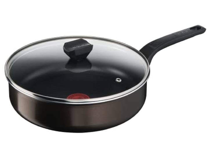 Tefal - Sauteuse Easy Cook and Clean avec couvercle - Antiadhésif - 24 cm Sauteuse antiadhésif pour mijoter et braiser - Compatible gaz électrique et vitrocéramique - Nettoyage facile - Thermo-Signal
