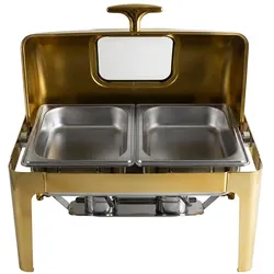 Homeline Chafing Dish 9L Edelstahl Klappdeckel, Speisewärmer, Gold