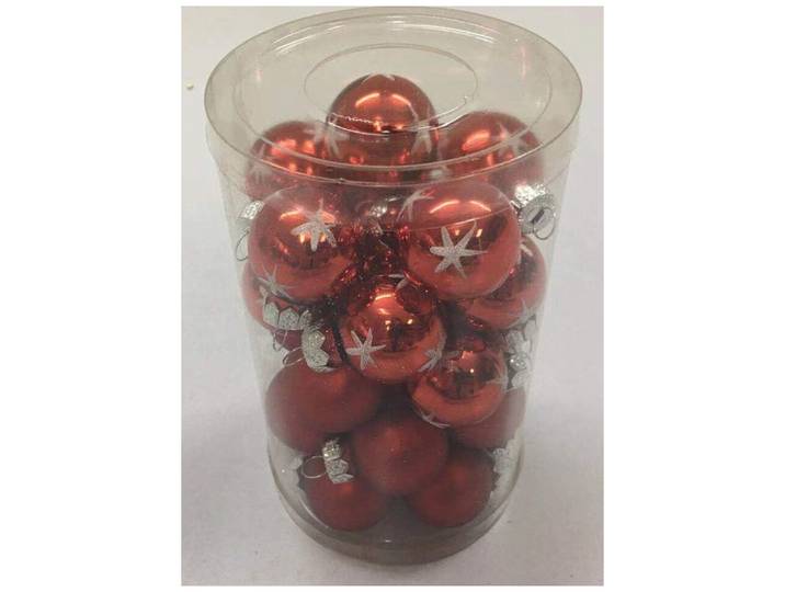 28er Set Glaskugeln rot