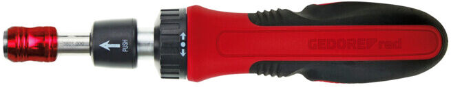 Gedore red Tournevis à cliquet à embouts, 1/4'' 6,3 mm hexagonal, lame télescopique, tournevis réversible, R38910000 (3301341)