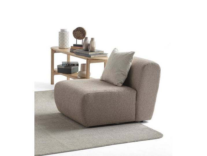 Xlmoebel Loungesessel Brauner Holz-Textil Sessel im modernen Design von XLMOEBEL (1-St., Loungesessel), Made in Europa