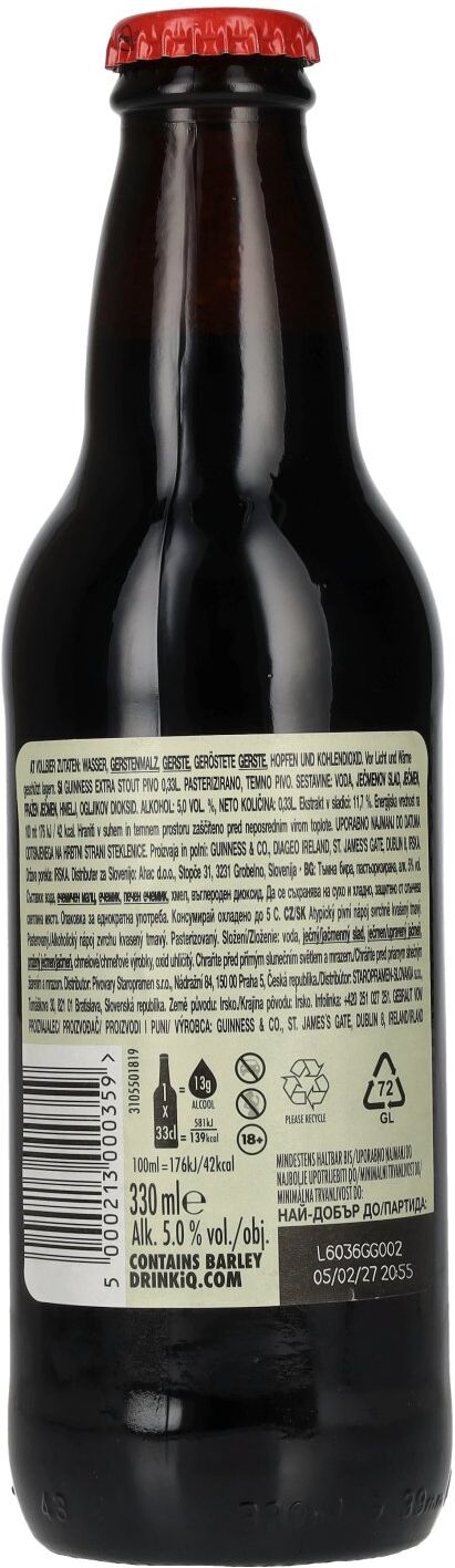 Guinness Extra Stout 5% Vol. 0,33l