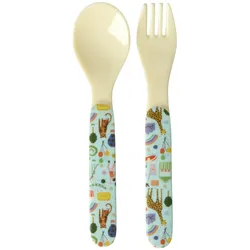 RICE Babylöffel und Babygabel Fun Fair , 14 cm, mint