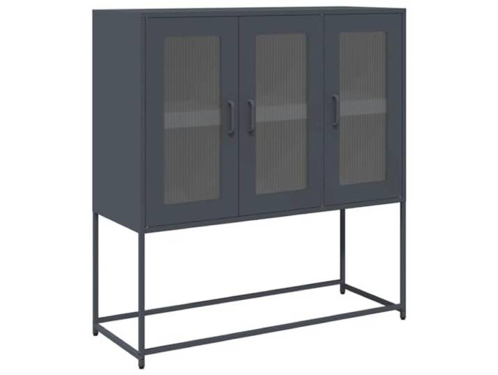 LASWWQMRF Sideboard Anthrazit 100,5x39x107 cm Metall Kommode Schrank Vielseitiger Aufbewahrungsschrank aus robustem Stahl fuer Wohnzimmer, Schlafzimmer und Flur mit stabiler Konstruktion.