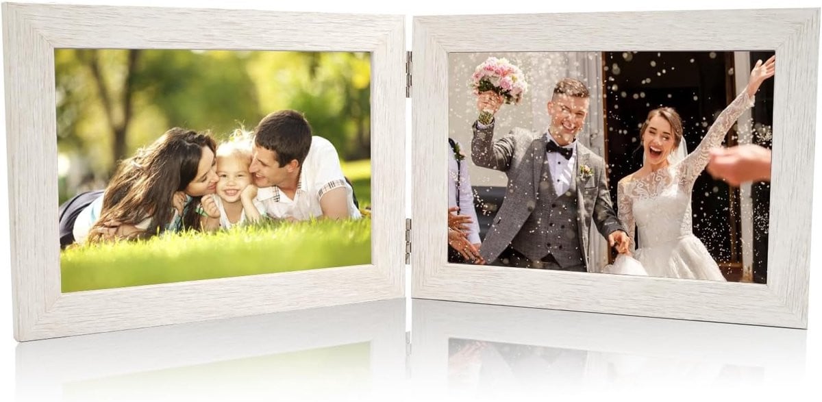 Dubbel Vouwbare Houten Fotolijst voor 2 Foto's