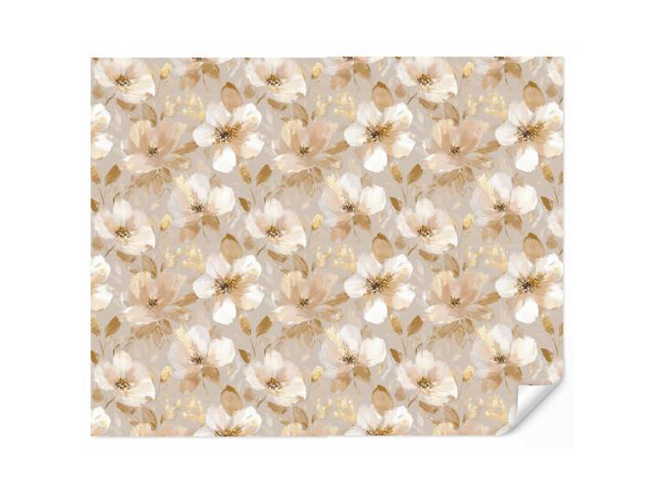 OnlyWow Tapete - Blumen - künstlerisch - Gold - 300x260 cm, Beige, Papier, Rechteckig, 300x260 cm, Tapeten & Wandverkleidungen, Vliestapeten