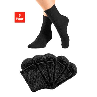 Kuschelsocken LAVANA "Damensocken Flauschige kuschelige warme Plüsch Socken", Damen, Gr. 35-38, schwarz (5x schwarz), Elasthan, Polyamid, Polyester, unifarben, elastisch, Socken, ideal als Bettsocken