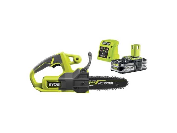 RYOBI Tronçonneuse 18V ONE+ Guide 20 cm RY18CS20A-125 Batterie 2\,5Ah Batterie 2\,5 Ah et chargeur inclus\, chaîne et fourreau fournis\, lubrification automatique\, ébranchage et bois de chauffage