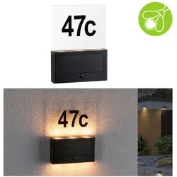 Paulmann Solar LED Hausnummernleuchte Neda Bewegungsmelder insektenfreundlich IP44 2200K 18lm Anthrazit 94725